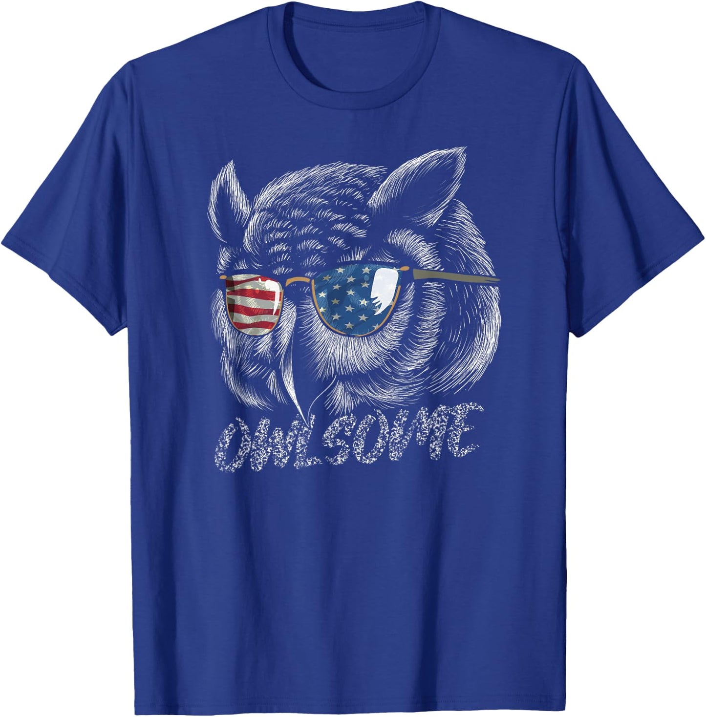 Owlsome Awesome Owl Funny Patriotic Gift Owl Lovers Women Kids Men T-Shirt - T-Shirt | Royal