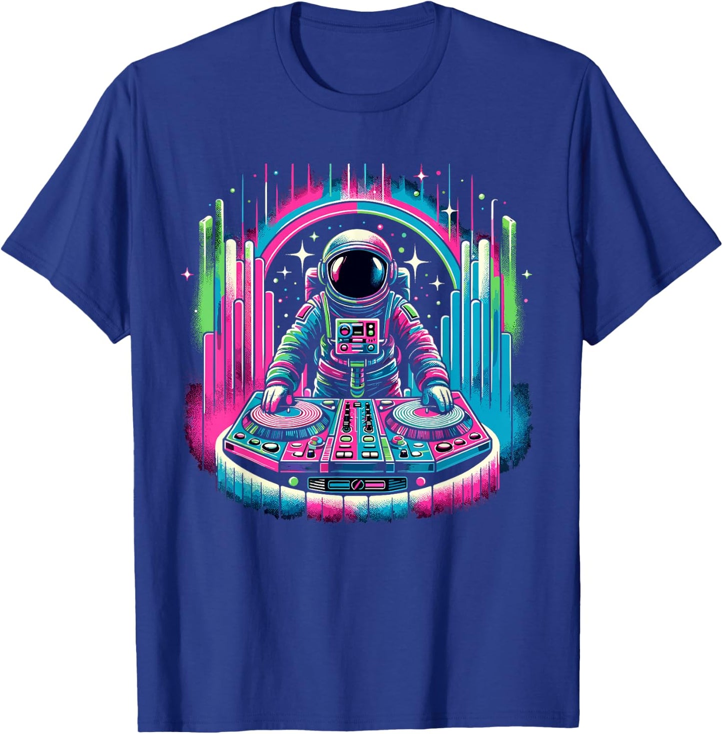 Retro Astronaut DJ Men Women Kids Funny Astronaut T-Shirt - T-Shirt | Royal