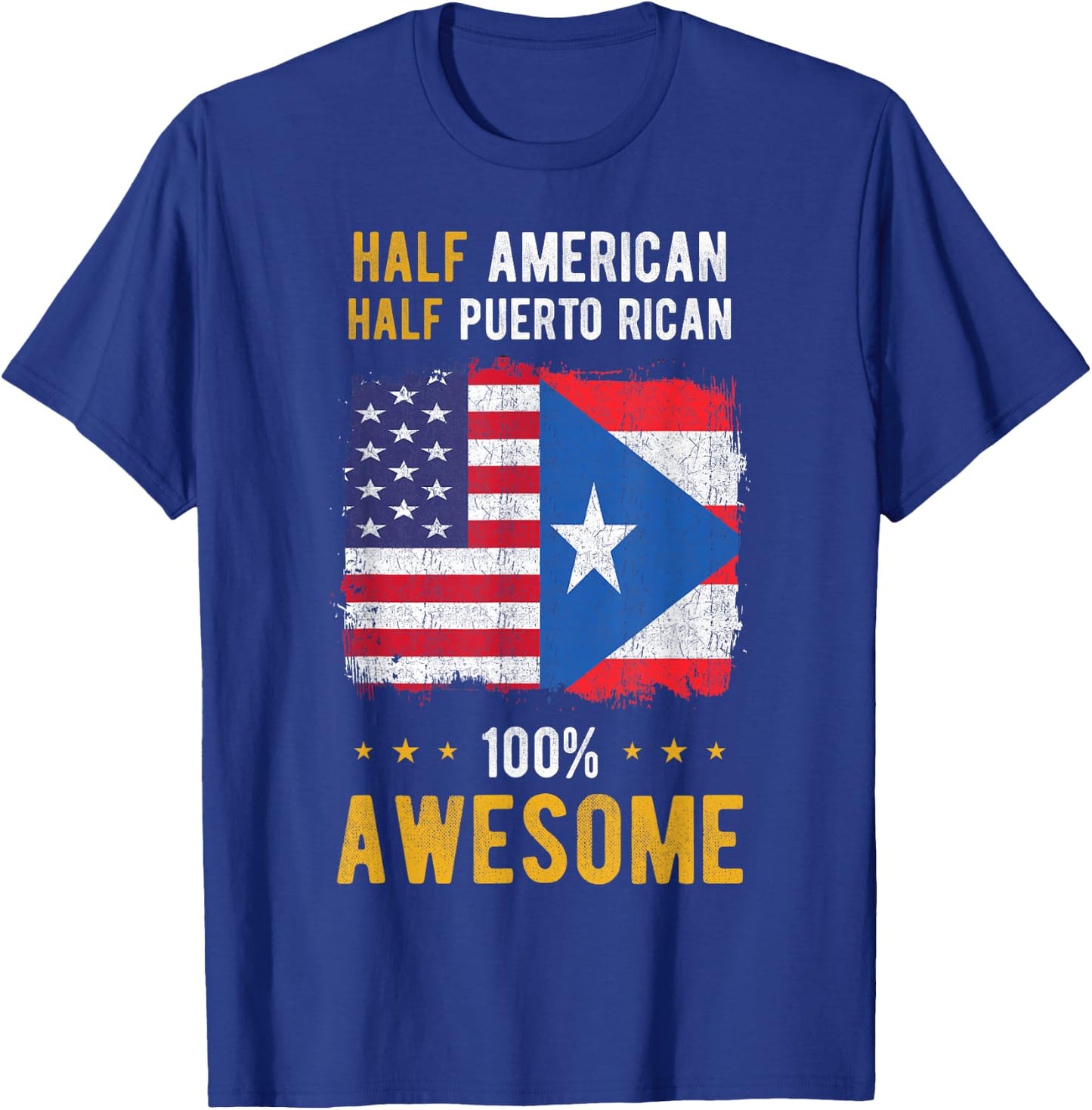 American Puerto Rican Flag - Half American Half Puerto Rican T-Shirt - T-Shirt | Royal
