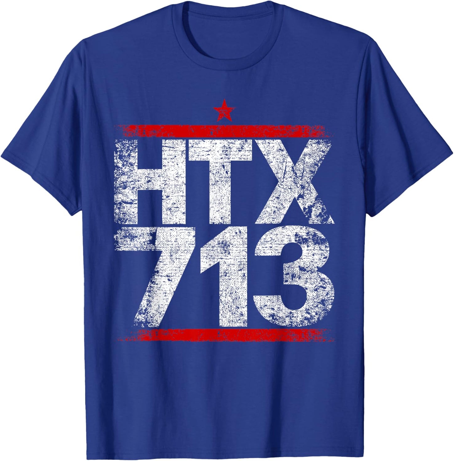 HTX 713 Houston Strong H-Town Distressed Vibe Houston Texas T-Shirt - T-Shirt | Royal