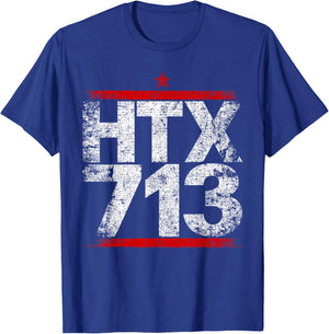 HTX 713 Houston Strong H-Town Distressed Vibe Houston Texas T-Shirt - T-Shirt | Royal