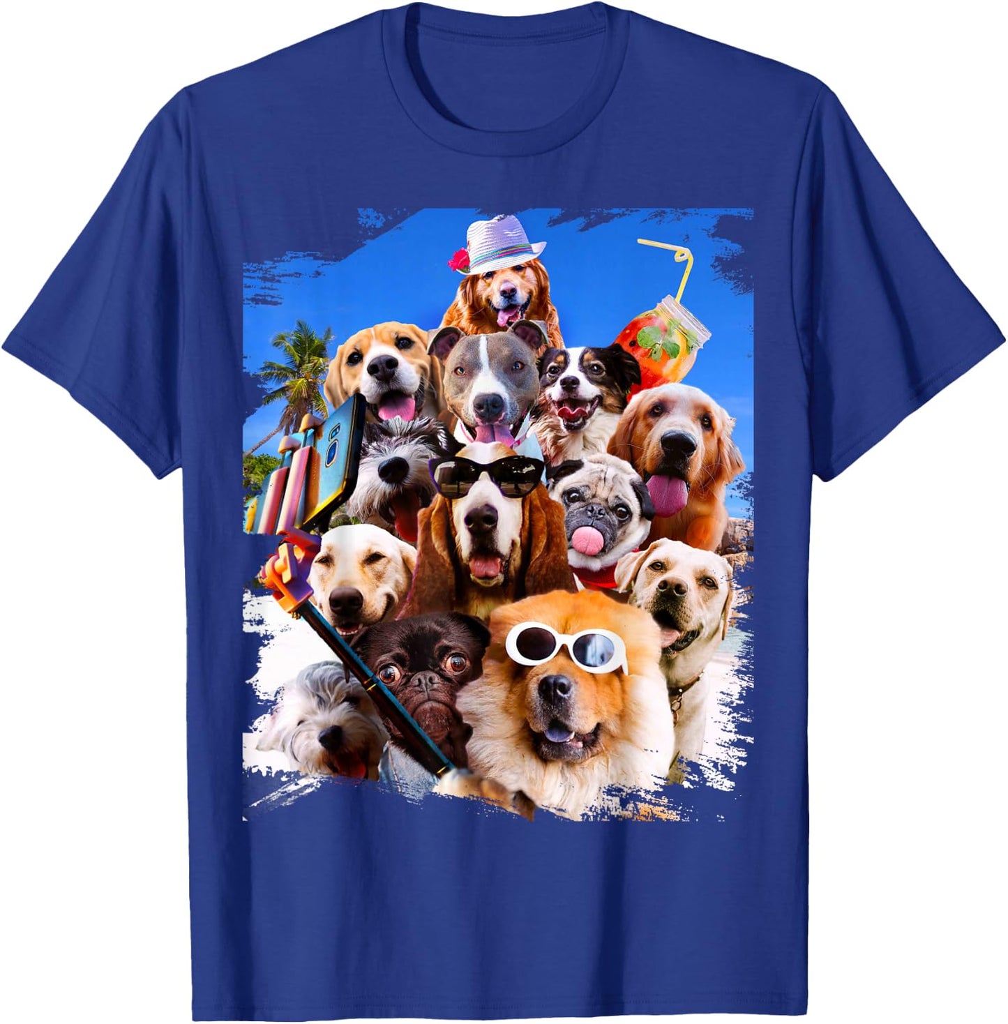 Dog Selfie with Glasses T-Shirt - T-Shirt | Royal
