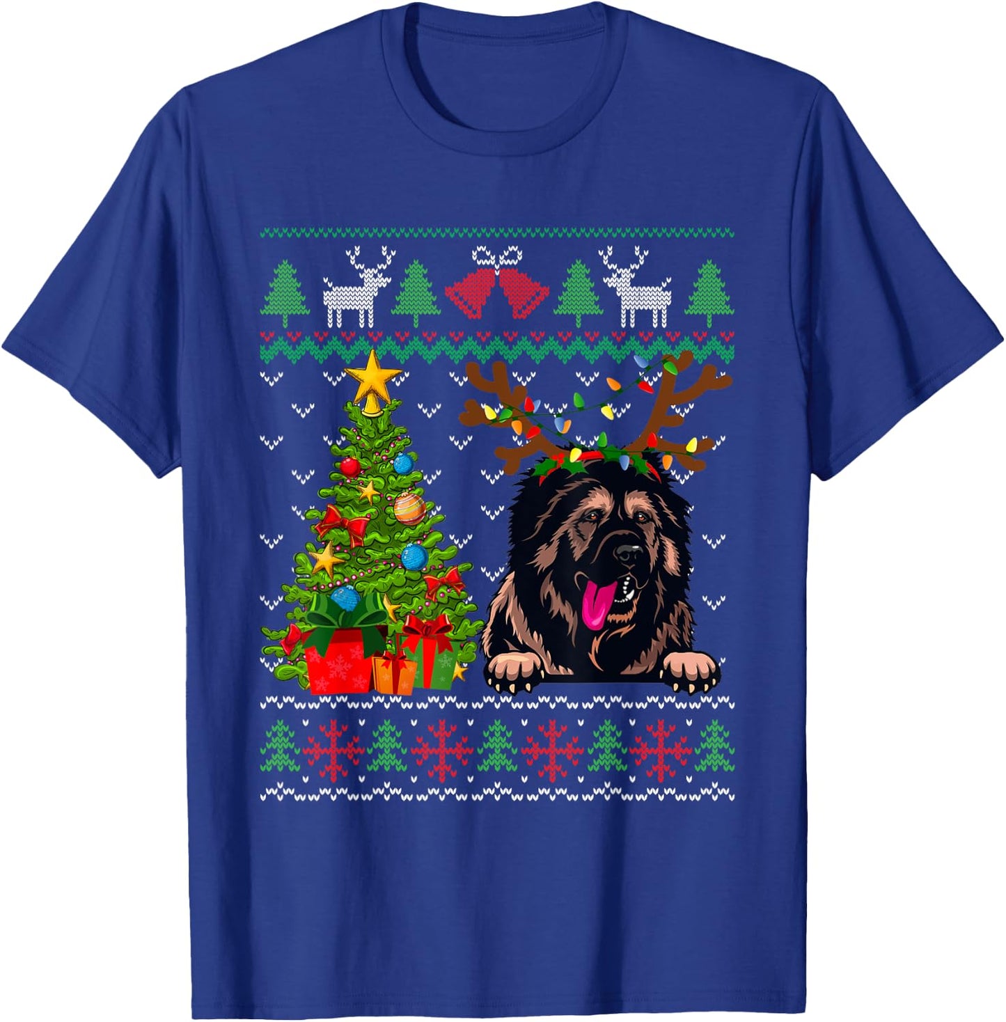 Caucasian Shepherd Dog Merry Christmas Reindeer Truck Xmas T-Shirt - T-Shirt | Royal