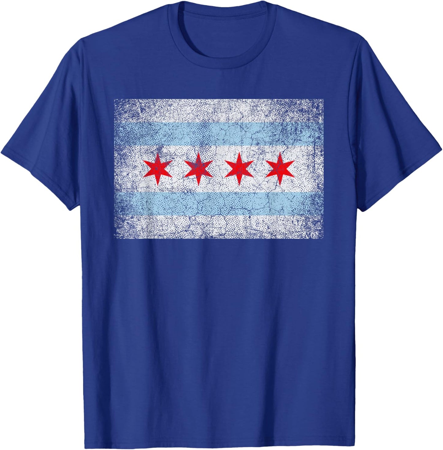 Chicago Flag Distressed Vintage Style Pride Men Women T-Shirt - T-Shirt | Royal