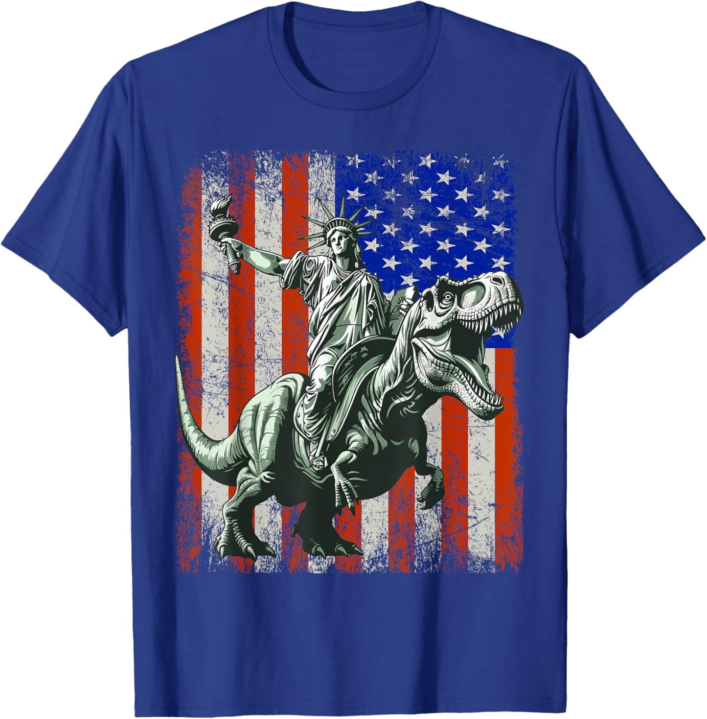 Dino Statue of liberty riding dinosaur T-Shirt - T-Shirt | Royal