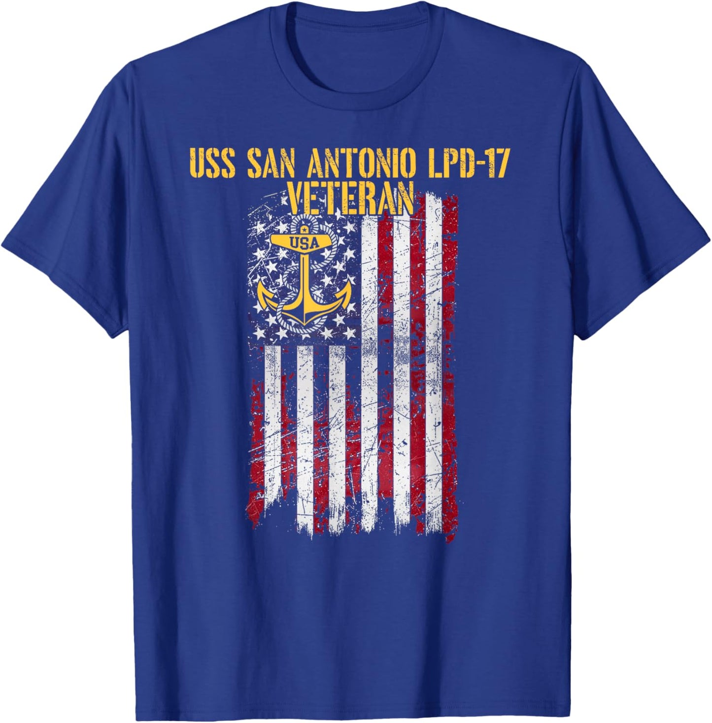 USS San Antonio LPD-17 Amphibious Transport Dock Veteran T-Shirt - T-Shirt | Royal
