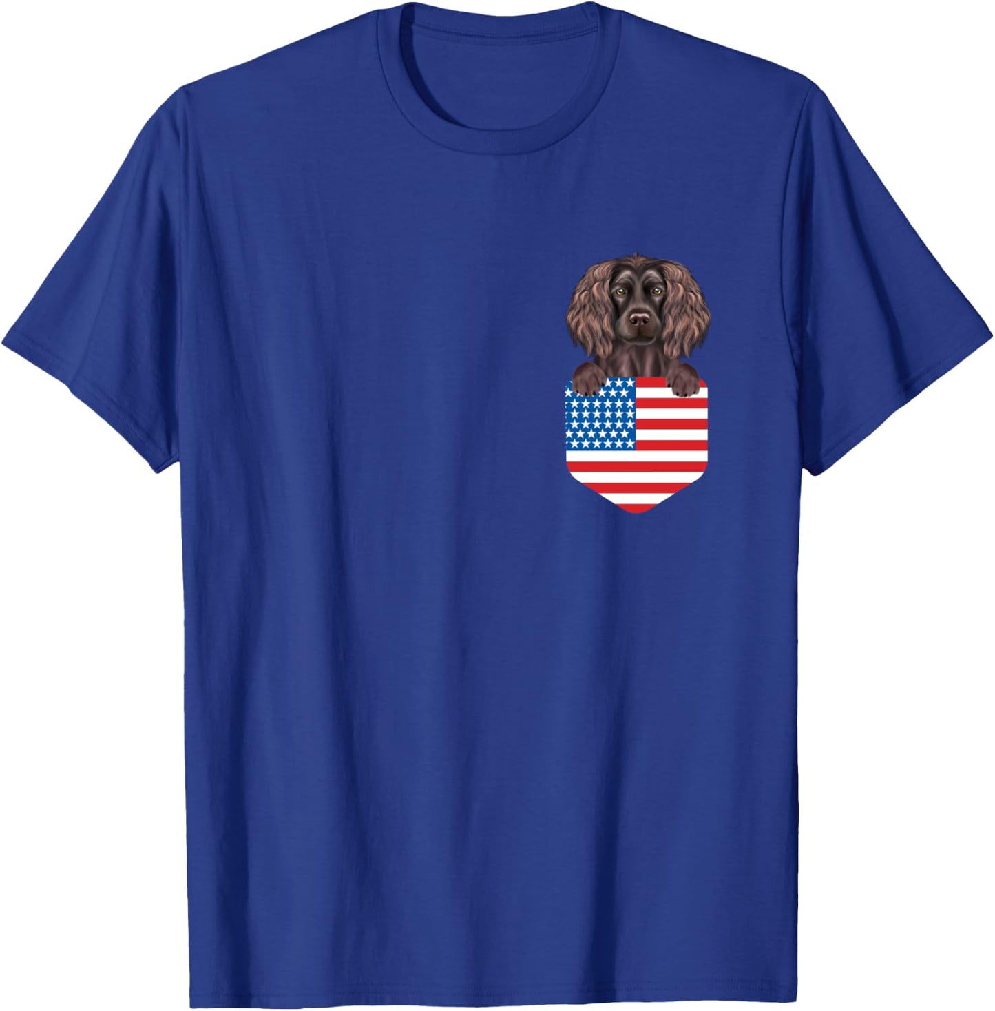 America Flag Boykin Spaniel Dog In Pocket T-Shirt - T-Shirt | Royal