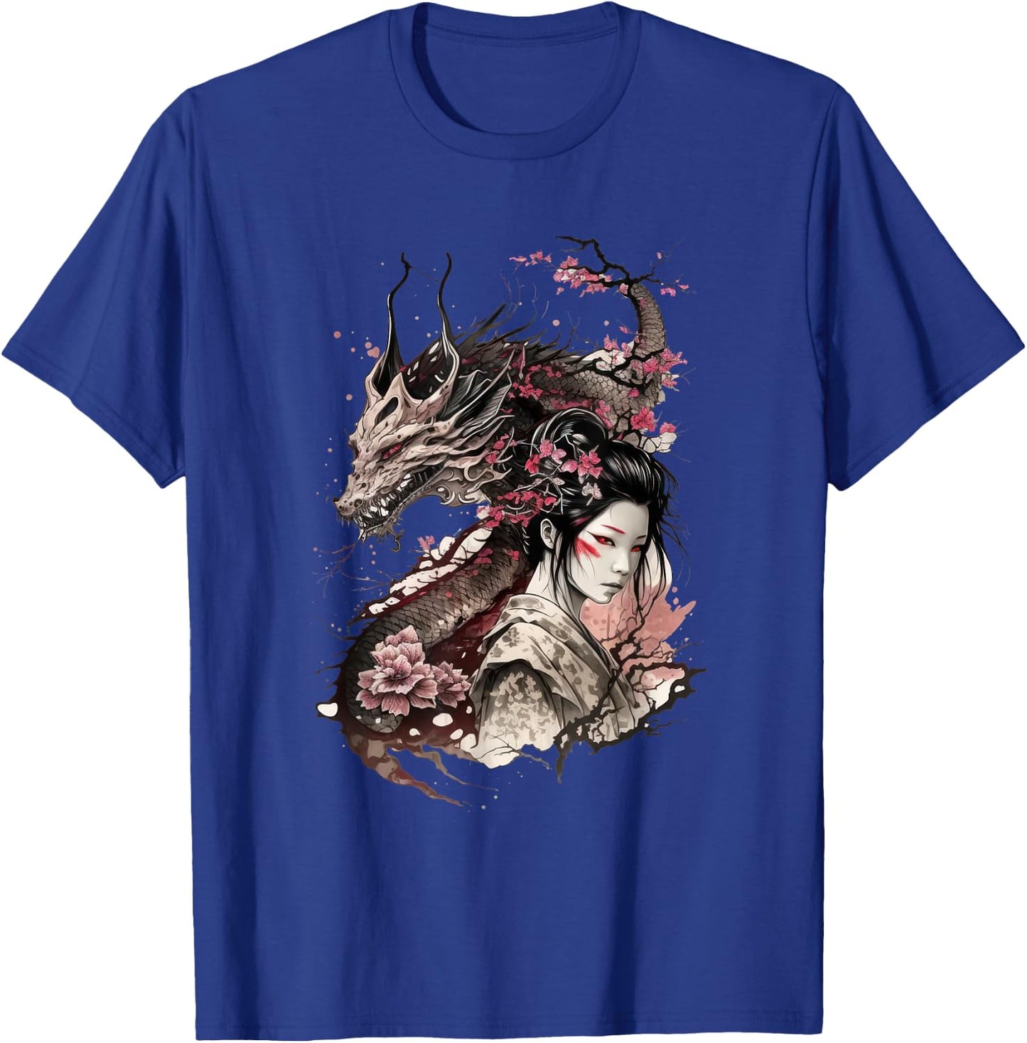 198 Sakura Japan Geisha Japanese Dragon Cherry Blossom T-Shirt - T-Shirt | Royal