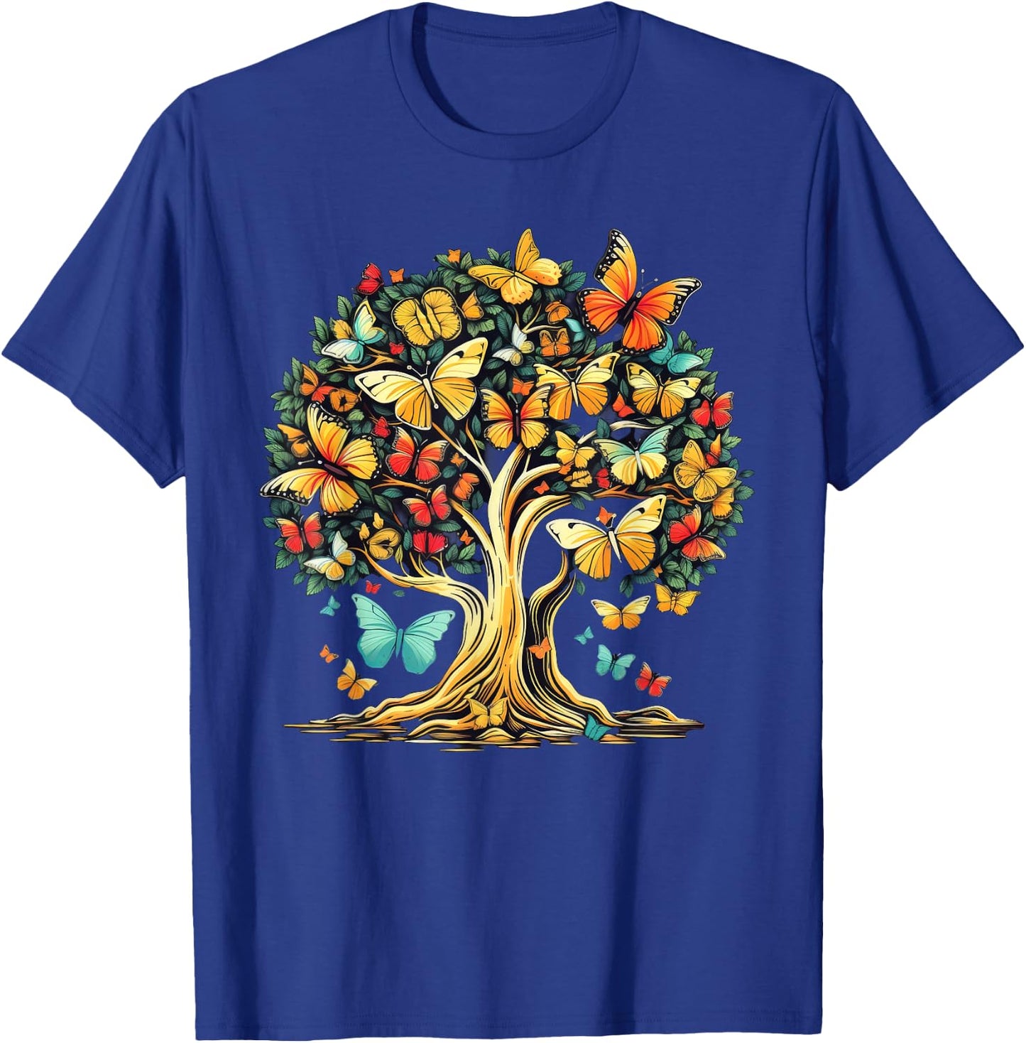 Butterfly Tree Beautiful Butterflies Nature T-Shirt - T-Shirt | Royal