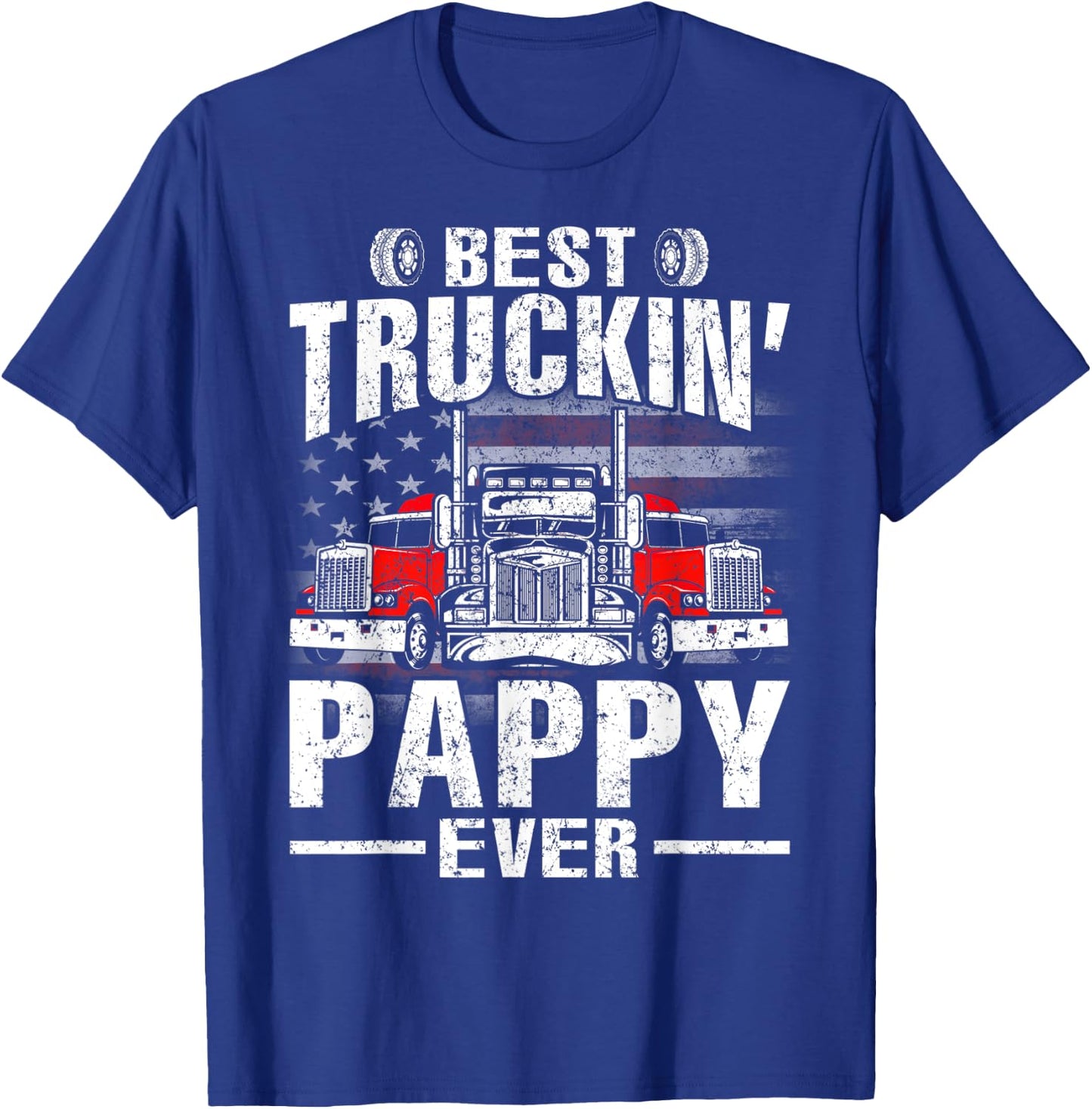 Best Truckin' Pappy Ever USA Flag Men T-Shirt - T-Shirt | Royal