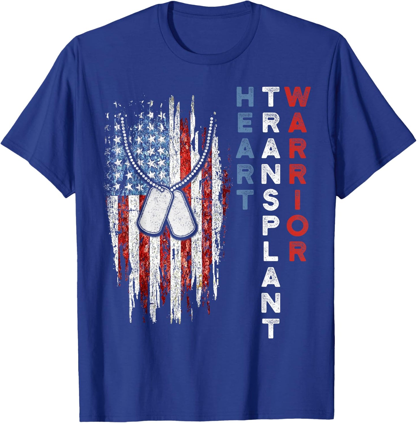Heart Transplant Recipient Heart Flag US Surgery Survivor T-Shirt - T-Shirt | Royal