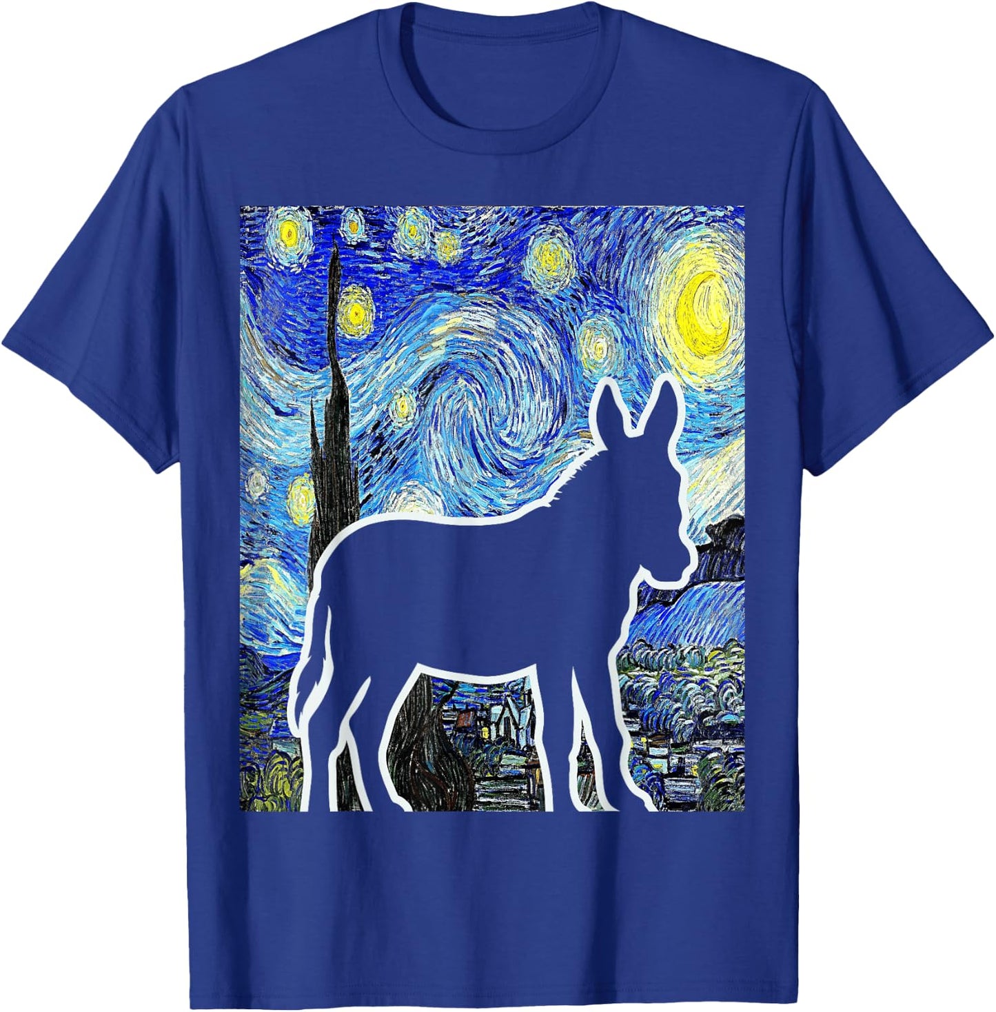 Donkey Starry Night Donkey Lover Farmer Painting T-Shirt - T-Shirt | Royal