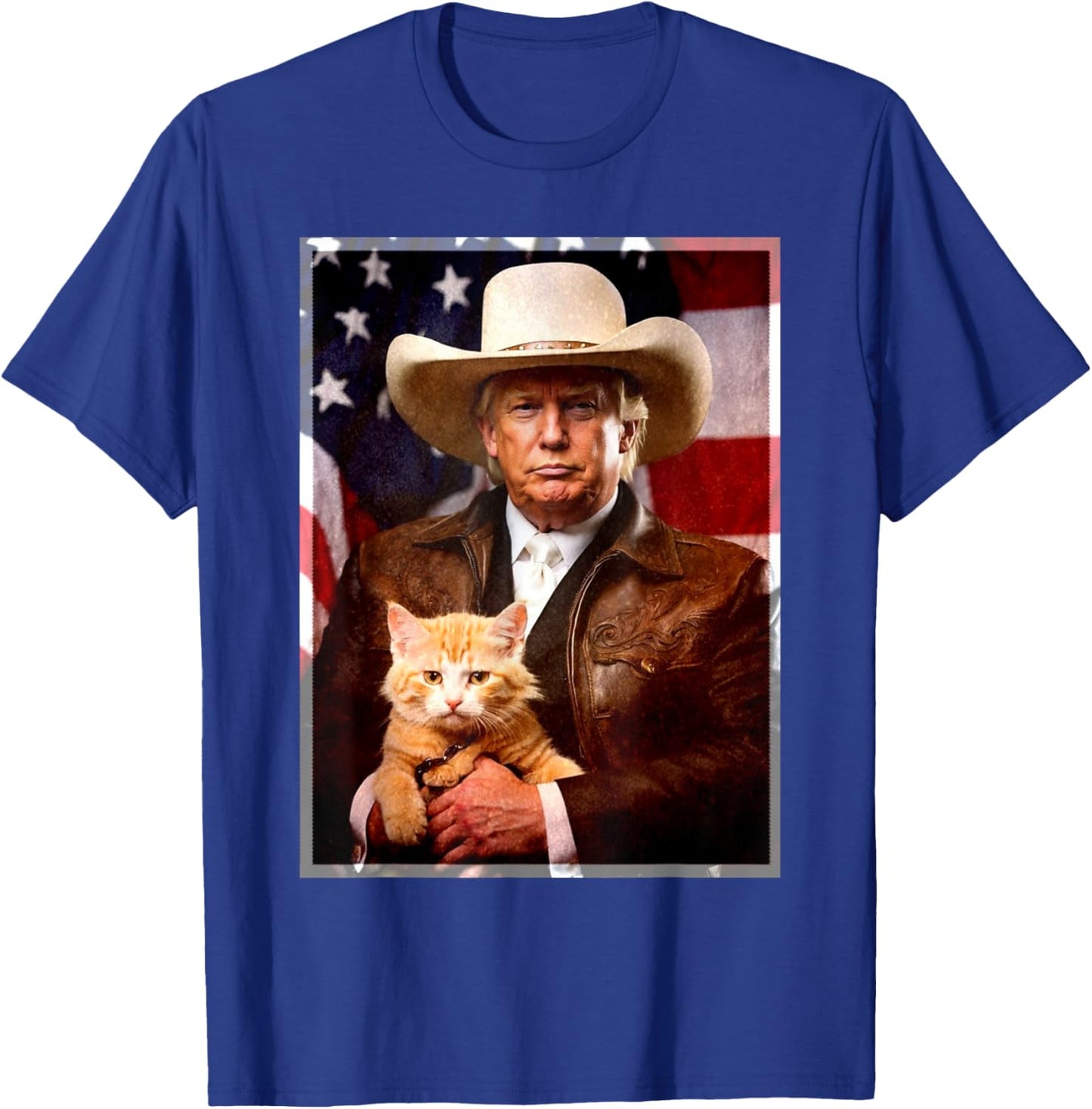 Donald Trump Cat Shirt Funny Cowboy Trump 2024 Republican T-Shirt - T-Shirt | Royal