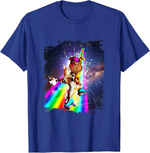 Dog Cat On Roller Skates With Pizza Coffee T-Shirt - T-Shirt | Royal