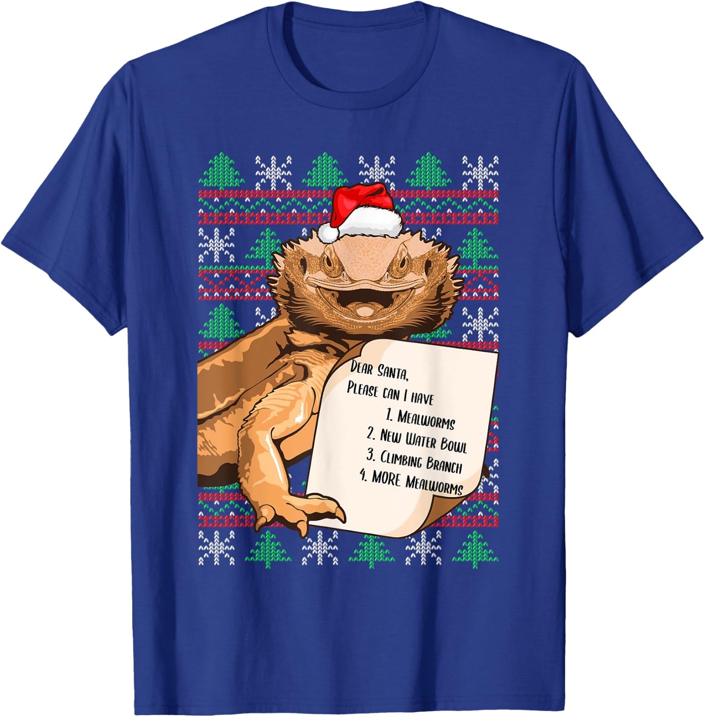 Funny Bearded Dragon Christmas Apparel Reptile Lover Lizard T-Shirt - T-Shirt | Royal