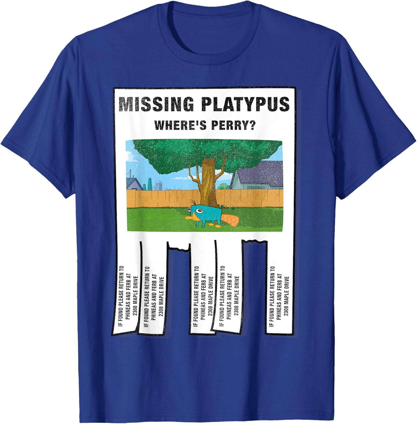Disney Phineas and Ferb Missing Platypus Poster Small T-Shirt - T-Shirt | Royal