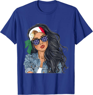 Mexican Woman Products Flag Uniform American Mexico T-Shirt - T-Shirt | Royal