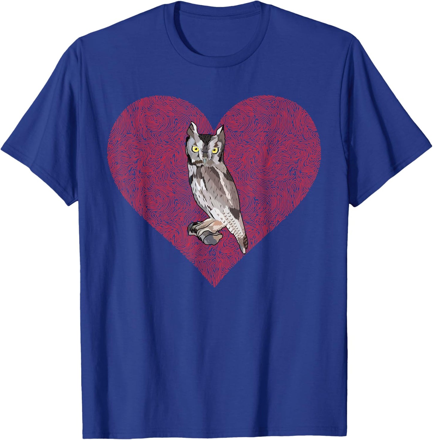 Western Screech-Owl Valentines Day Bird Love Fingerprint T-Shirt - T-Shirt | Royal