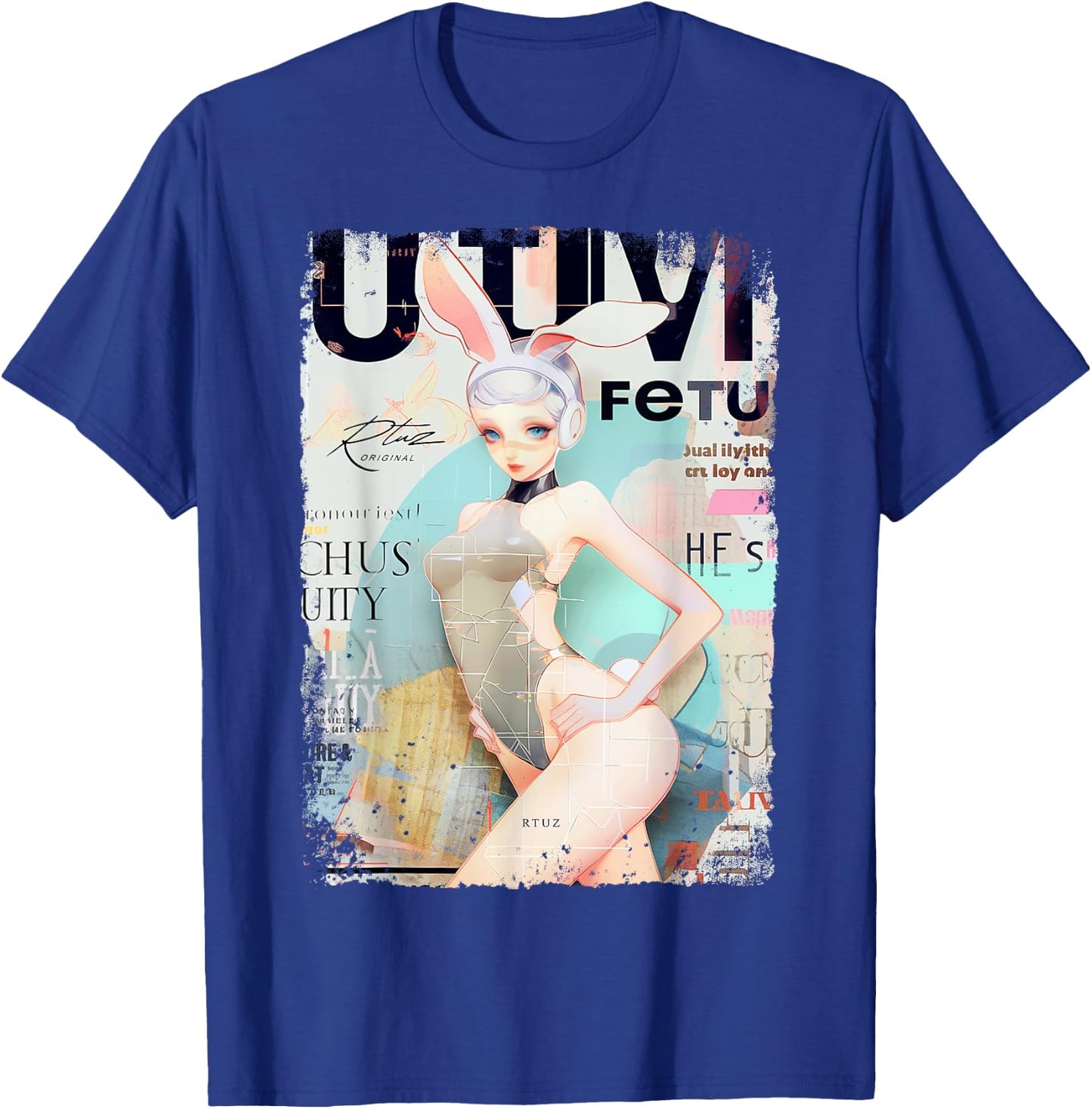 Magazin Cover Vintage Girl Bunny Collage Sexy Model Pin-up T-Shirt - T-Shirt | Royal