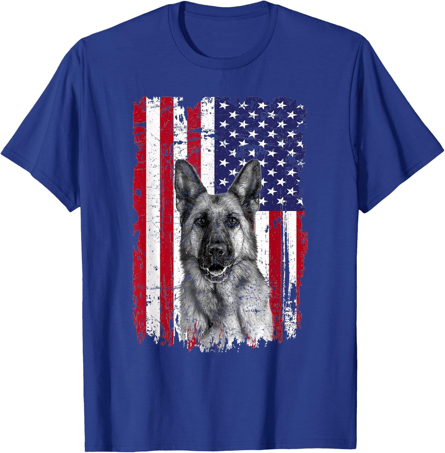 Patriotic German Shepherd American Flag 2023 4th of July T-Shirt - T-Shirt | Royal
