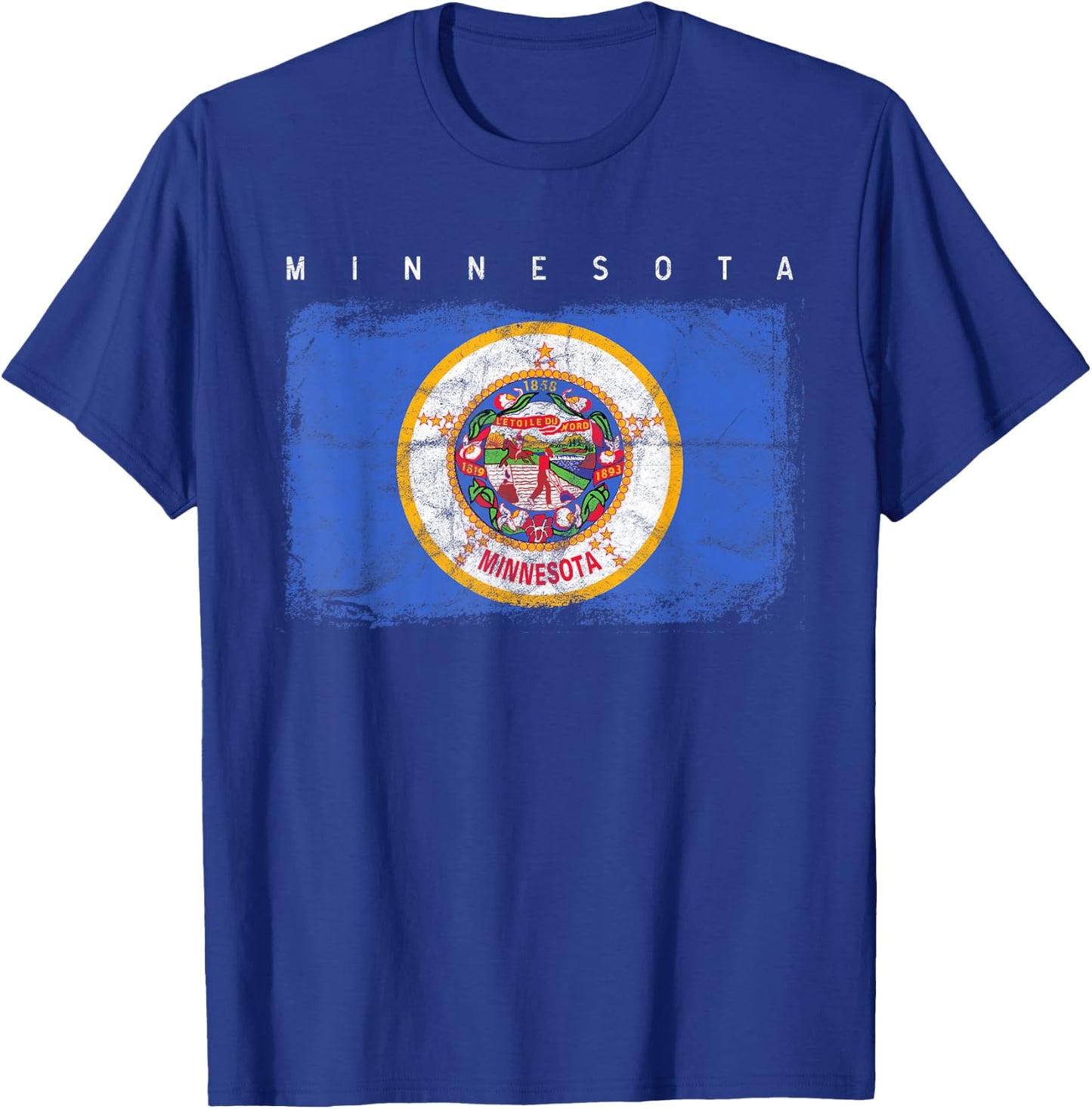 Minnesota Vintage Distressed Home State Flag Design T-Shirt - T-Shirt | Royal