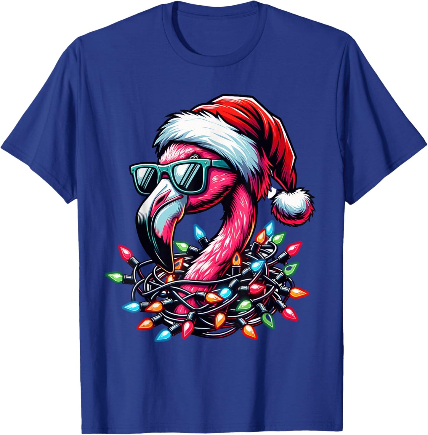 Funny Tropical Pink Flamingo Christmas in July Hawaii Summer T-Shirt - T-Shirt | Royal
