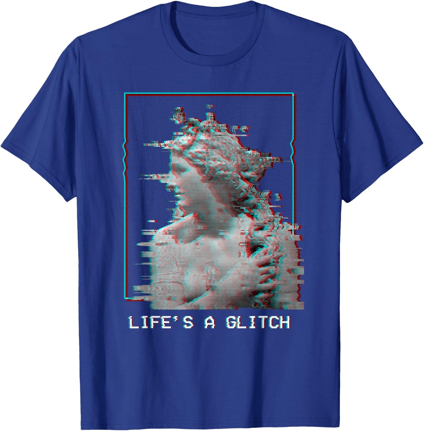 Life's A Glitch - Vaporwave 80s 90s Aesthetic Greek Statue T-Shirt - T-Shirt | Royal