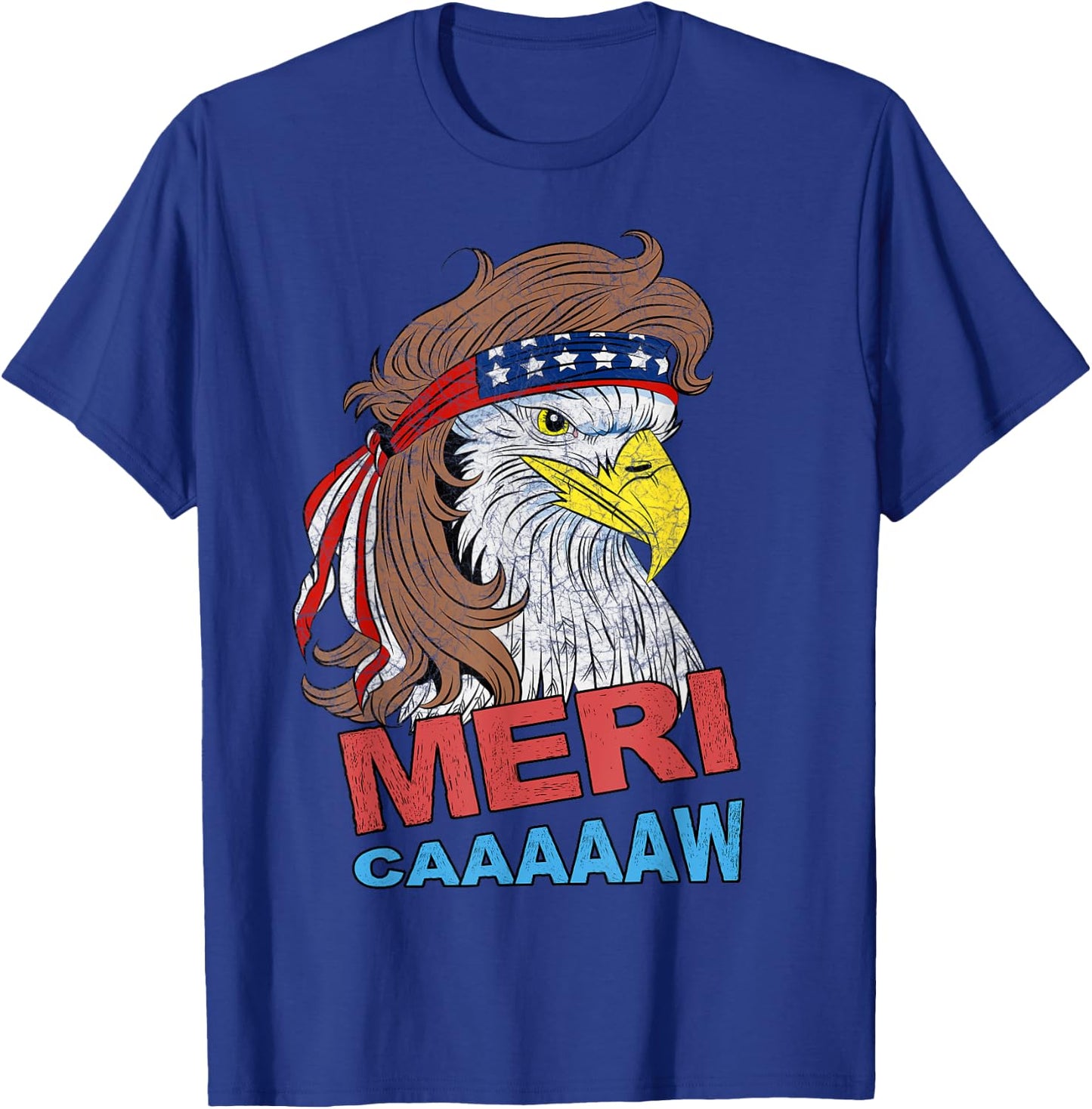 meri-caaaaaw - Eagle Mullet 4th Of July USA American Flag Women Kids Men T-Shirt - T-Shirt | Royal