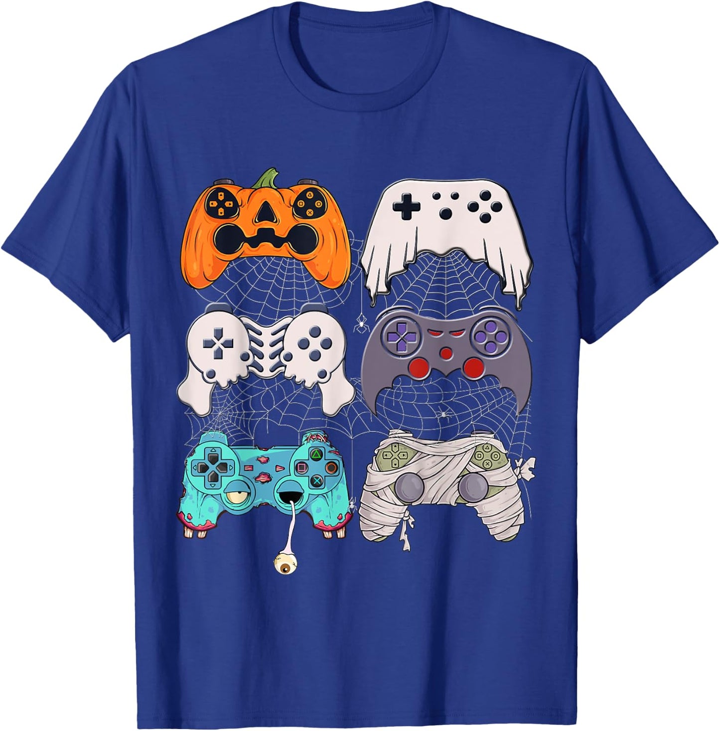 Halloween Skeleton Zombie Gaming Controllers Mummy Boys Kids T-Shirt - T-Shirt | Royal