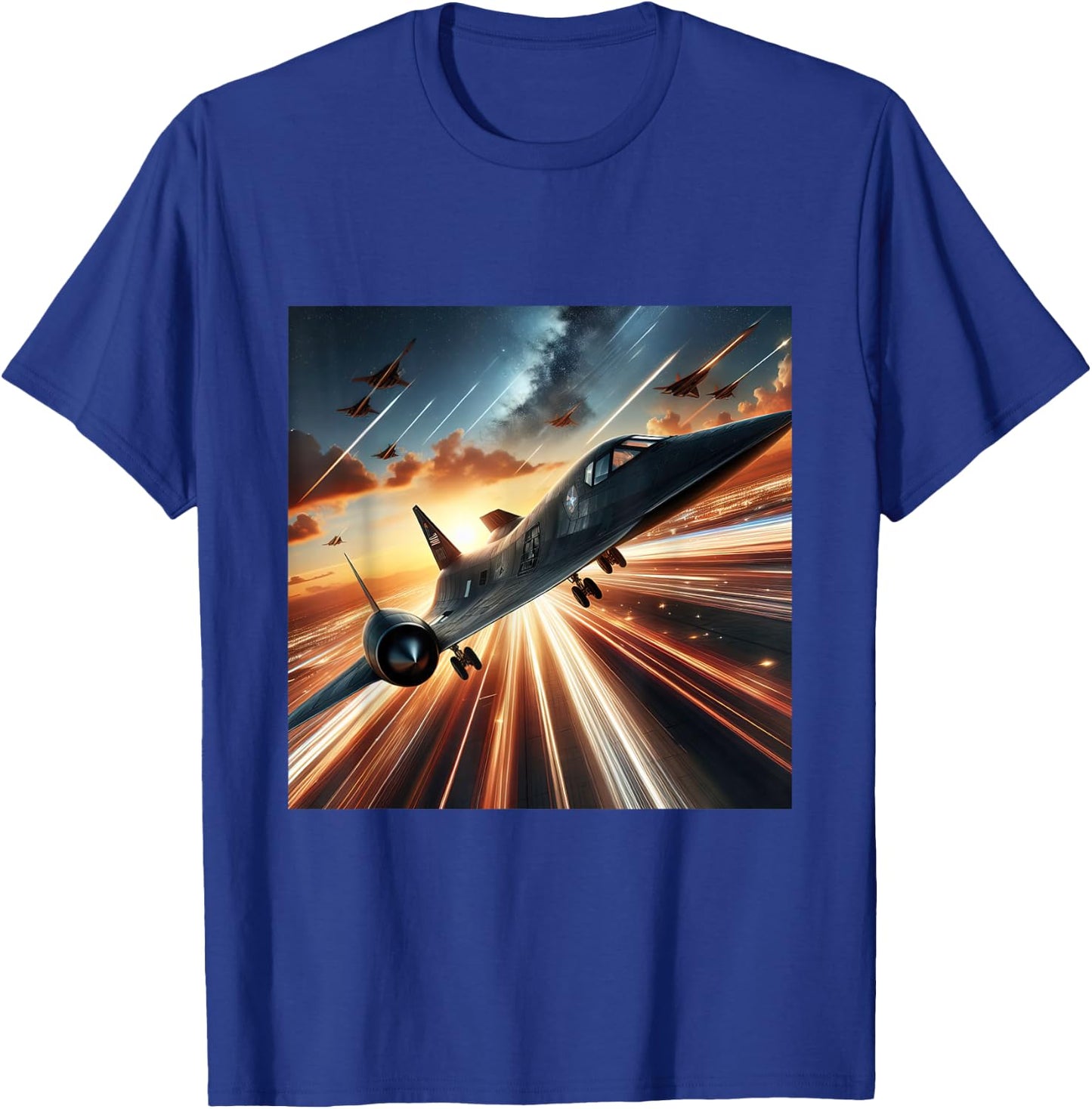 SR 71 Blackbird Fighter Jet Military Aircraft T-Shirt - T-Shirt | Royal