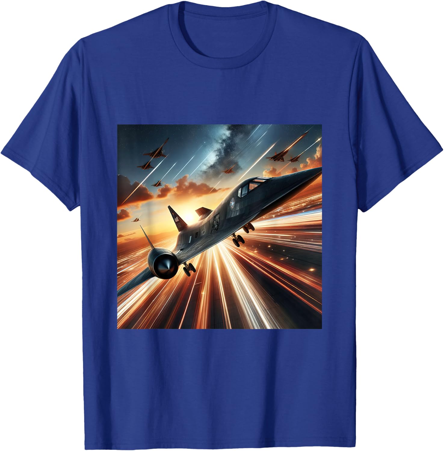 SR 71 Blackbird Fighter Jet Military Aircraft T-Shirt - T-Shirt | Royal
