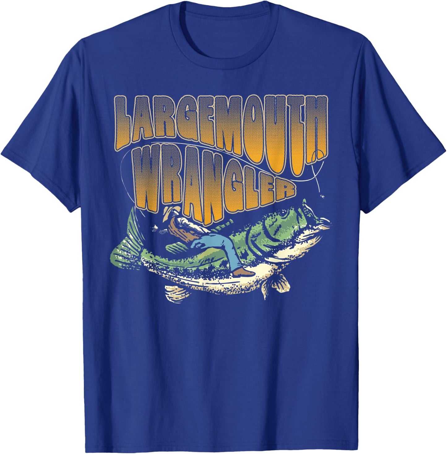 Largemouth Bass Wrangler Funny Bass Fisherman Fishing T-Shirt - T-Shirt | Royal