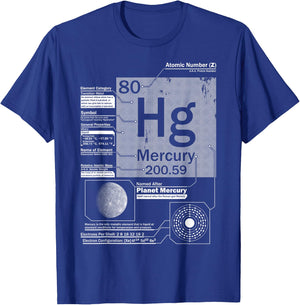 Mercury (Hg) Element | Atomic Number 80 Science Chemistry T-Shirt - T-Shirt | Royal