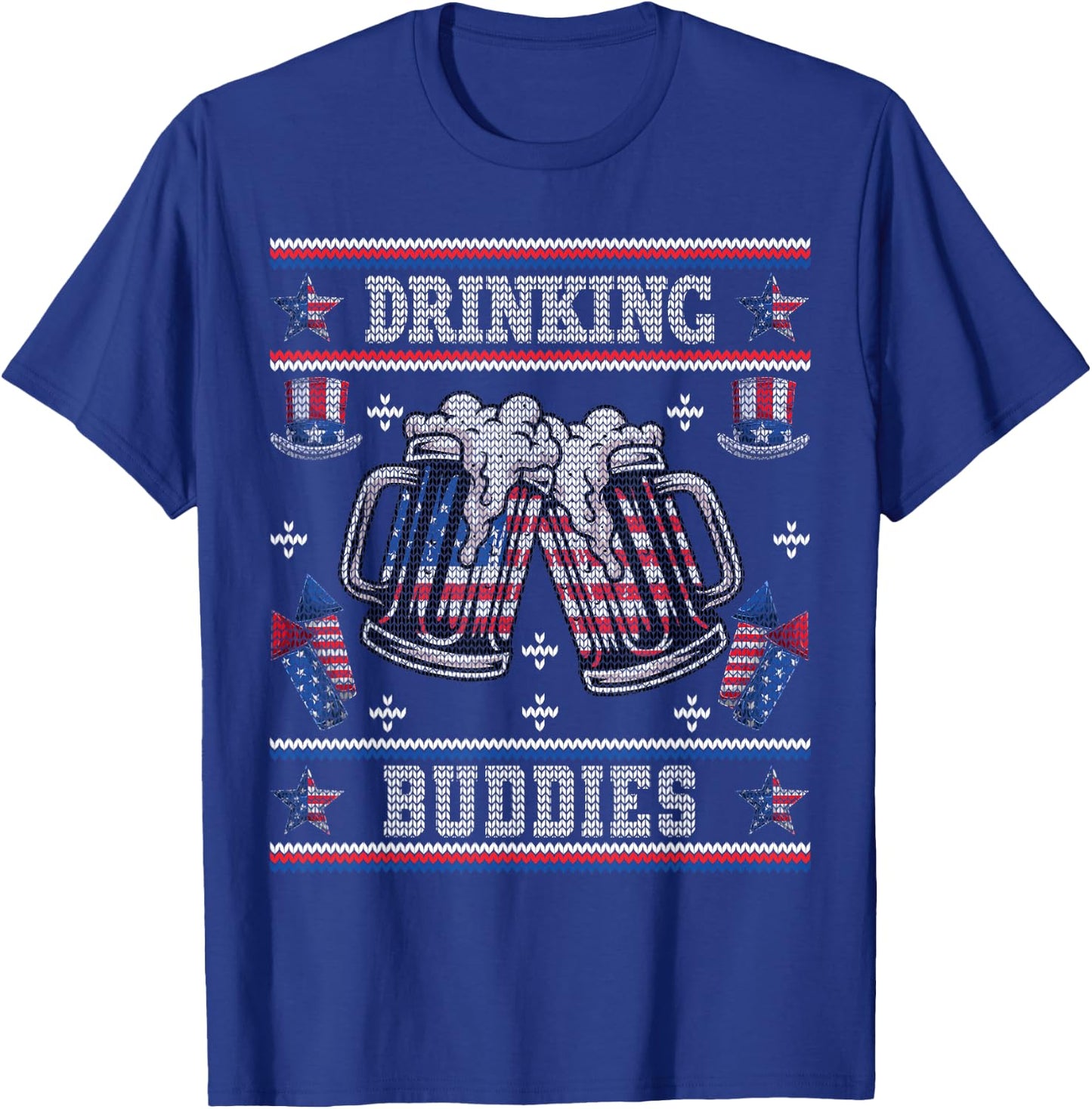 Drinking Buddies Ugly USA 4th of July Funny Beer Men T-Shirt - T-Shirt | Royal