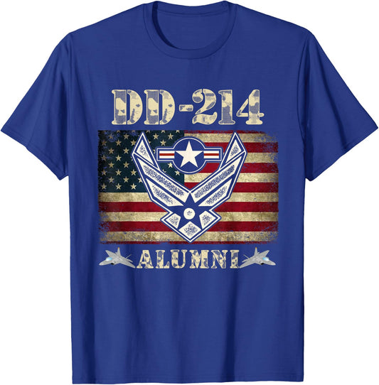 DD-214 Alumni Air Force Military Veteran American Flag USAF T-Shirt - T-Shirt | Royal