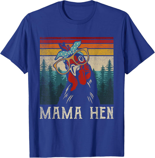 Funny Mama Hen Shirt Vintage Retro Chicken Mom Mother T-Shirt - T-Shirt | Royal