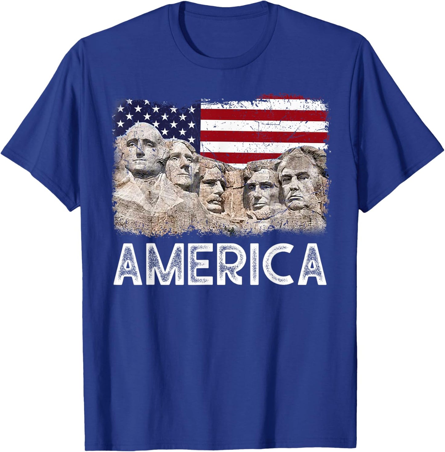 Trump President 45th Rushmore Mount American Flag 4th July T-Shirt - T-Shirt | Royal