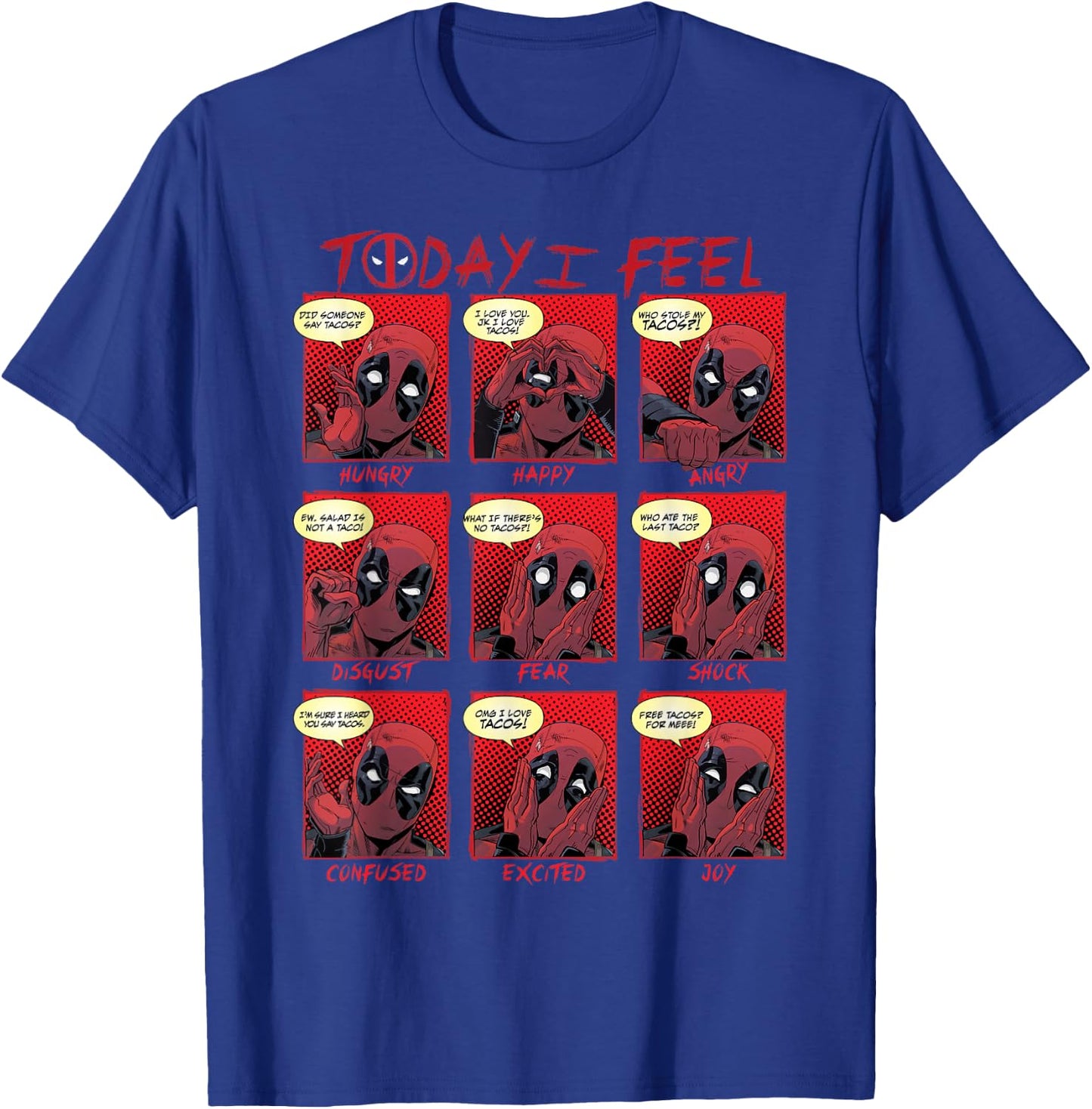 Marvel Deadpool Today I Feel Panels Small T-Shirt - T-Shirt | Royal