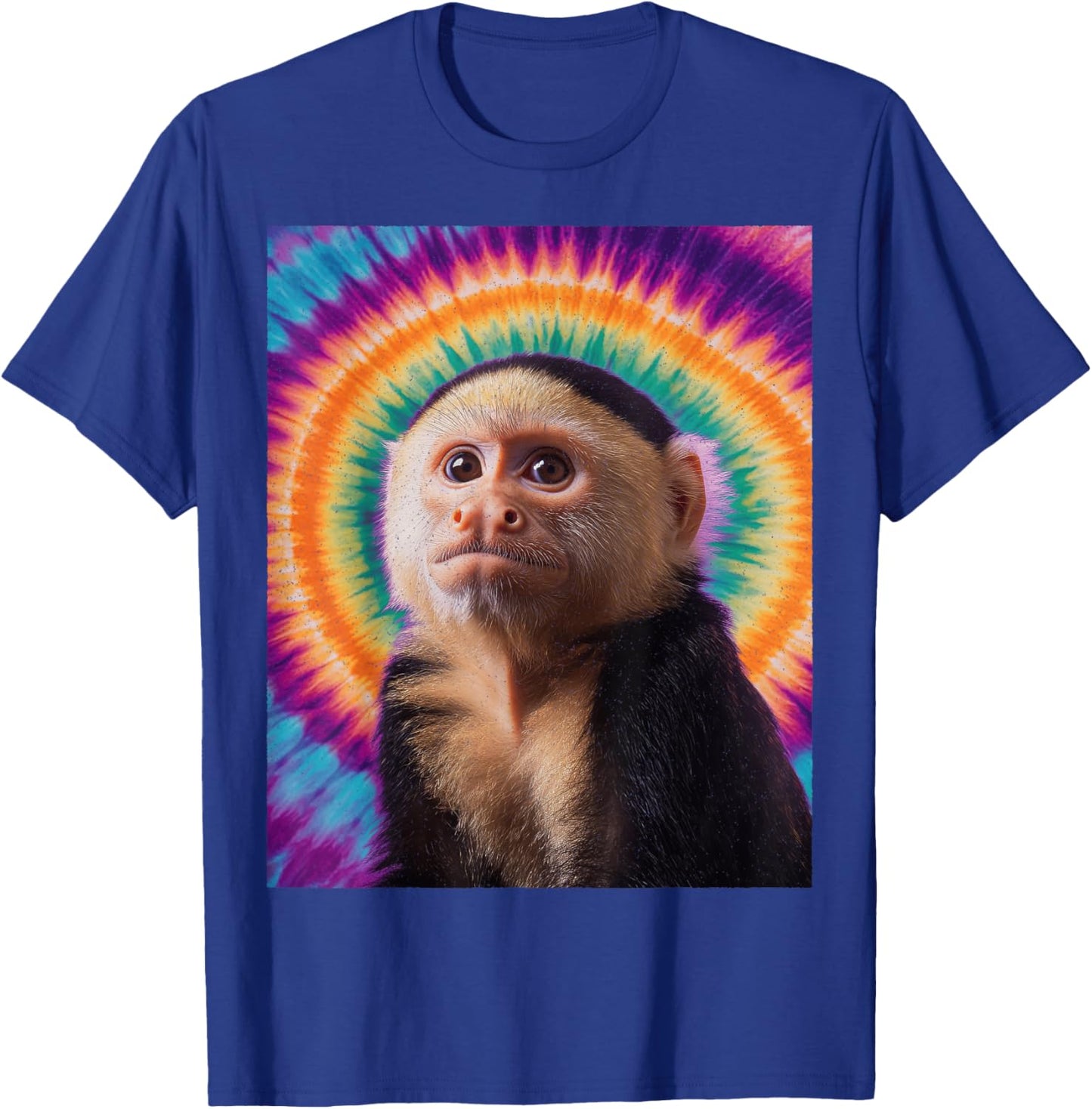 Tie-Dye Capuchin Monkey – Retro Hippie Funny Monkey T-Shirt - T-Shirt | Royal