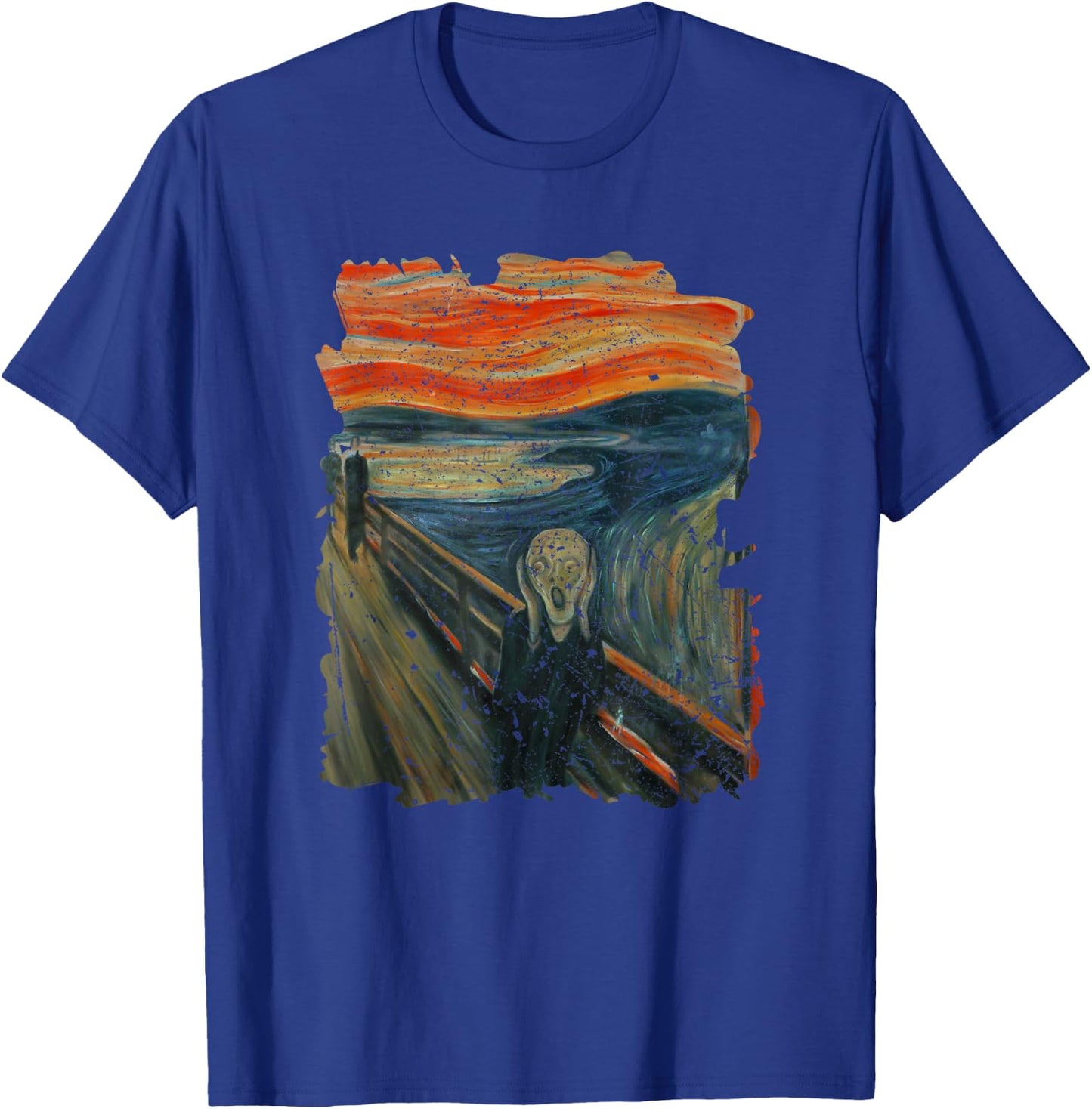 Cool illustration The Scream Famous Painting Distressed T-Shirt - T-Shirt | Royal