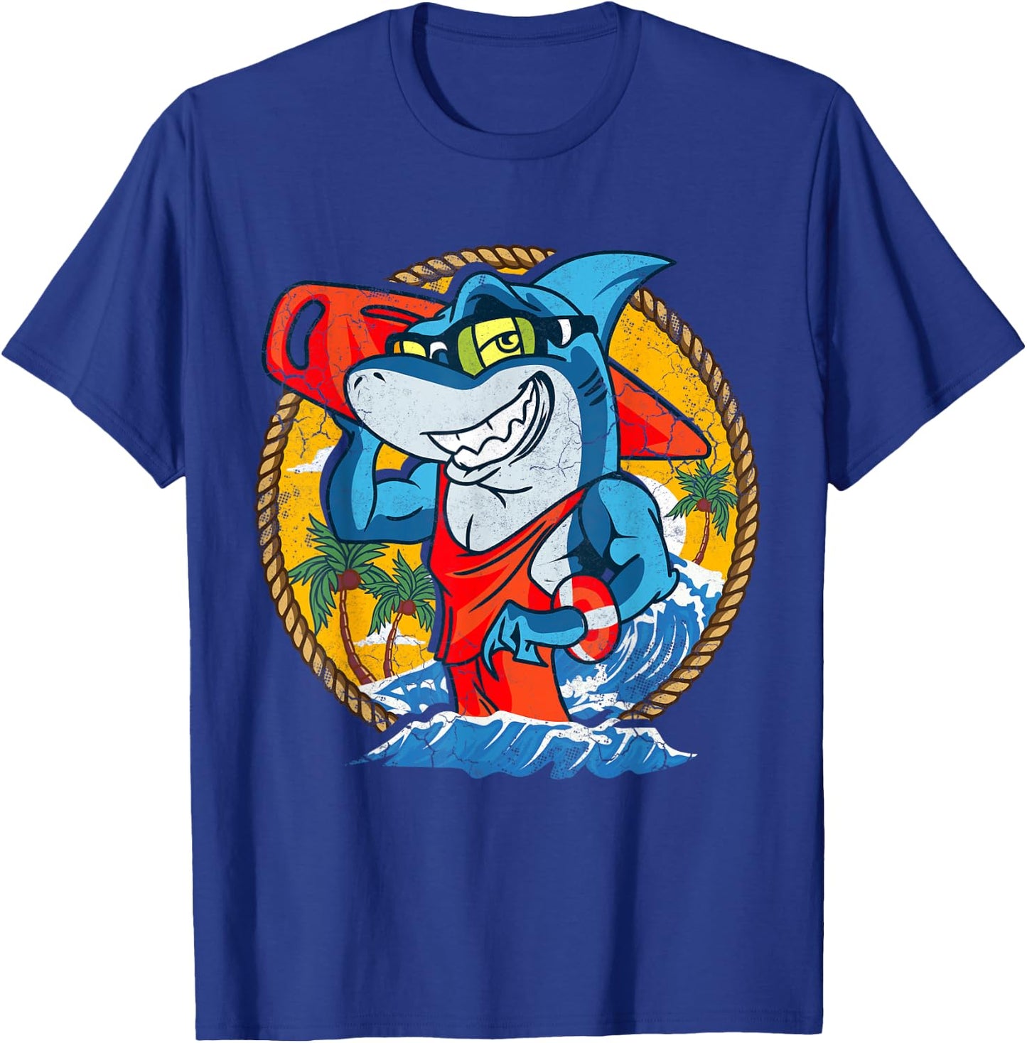 Sharks Beach Lifeguard Ocean Lake House Pool Swimming Summer T-Shirt - T-Shirt | Royal