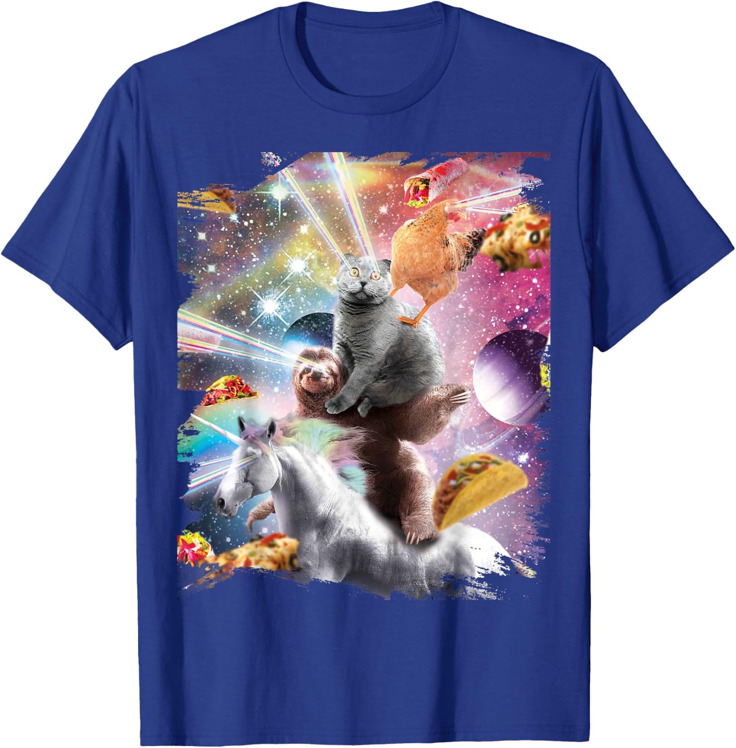 Laser Eyes Space Chicken Cat Sloth Unicorn T-Shirt - T-Shirt | Royal