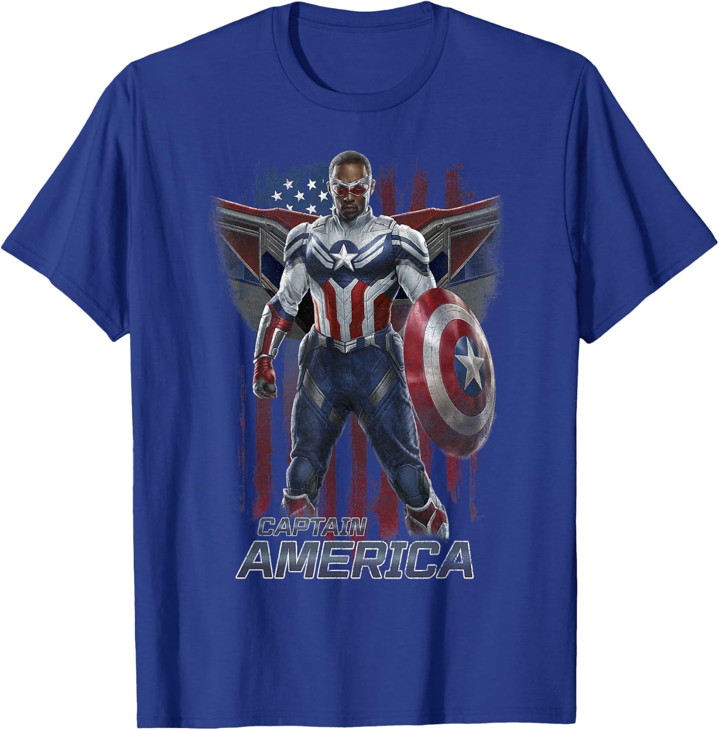 Marvel Falcon Winter Soldier Captain America Flag Portrait T-Shirt - T-Shirt | Royal