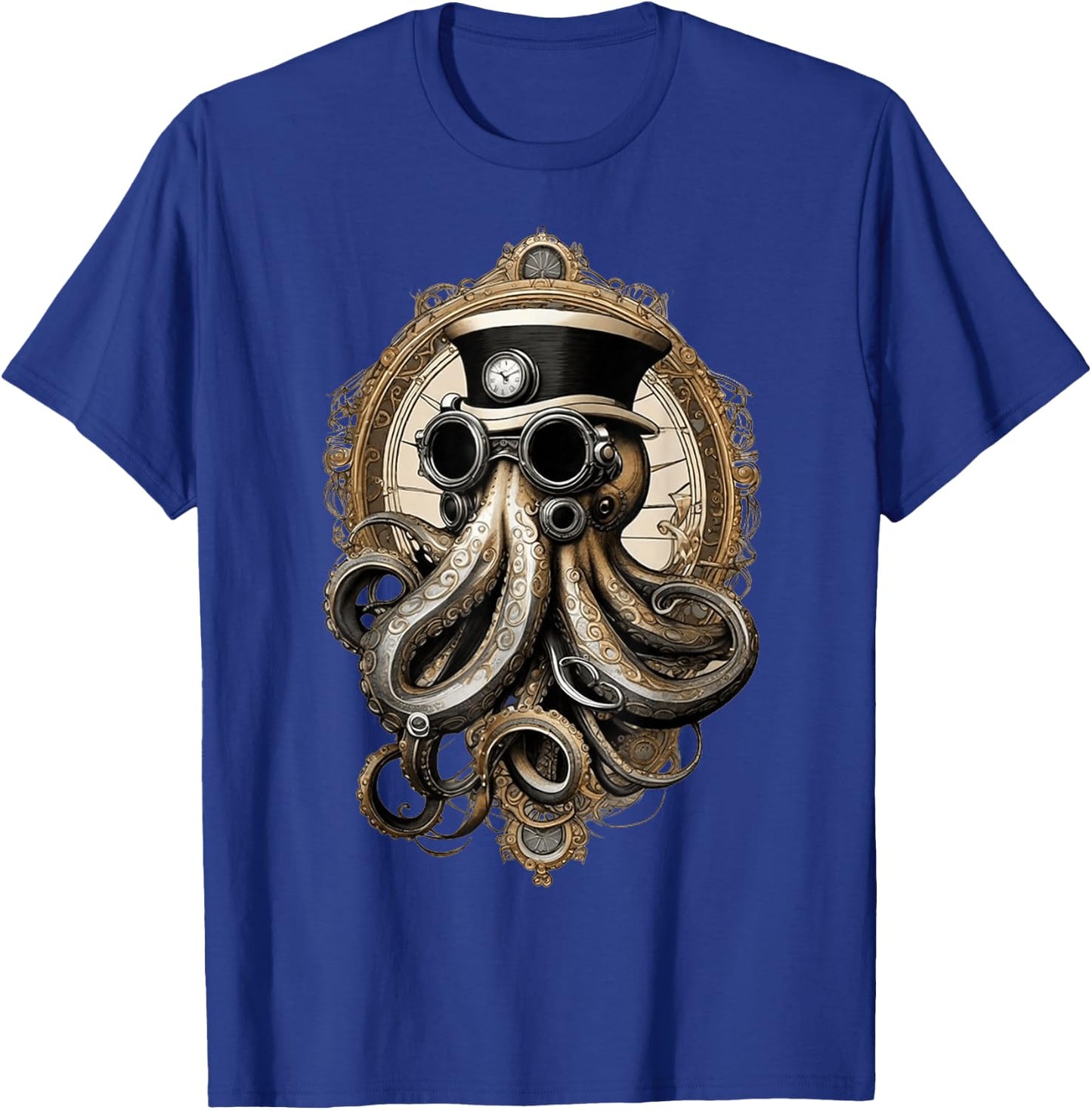 Classic Steampunk Octopus Retro Vintage Funky Fun Graphic T-Shirt - T-Shirt | Royal