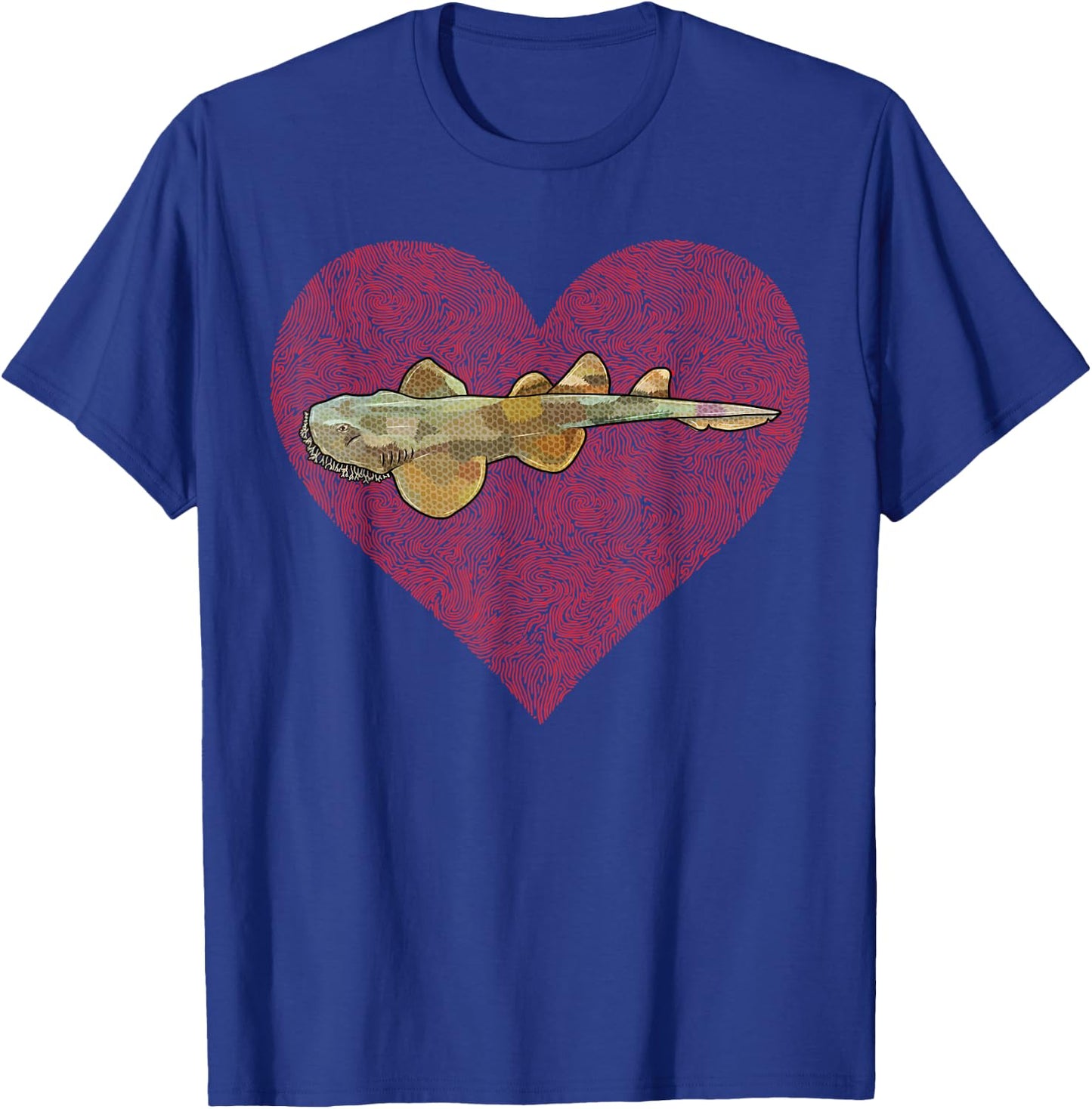 Tasselled Wobbegong Valentines Day Shark Love Fingerprint T-Shirt - T-Shirt | Royal