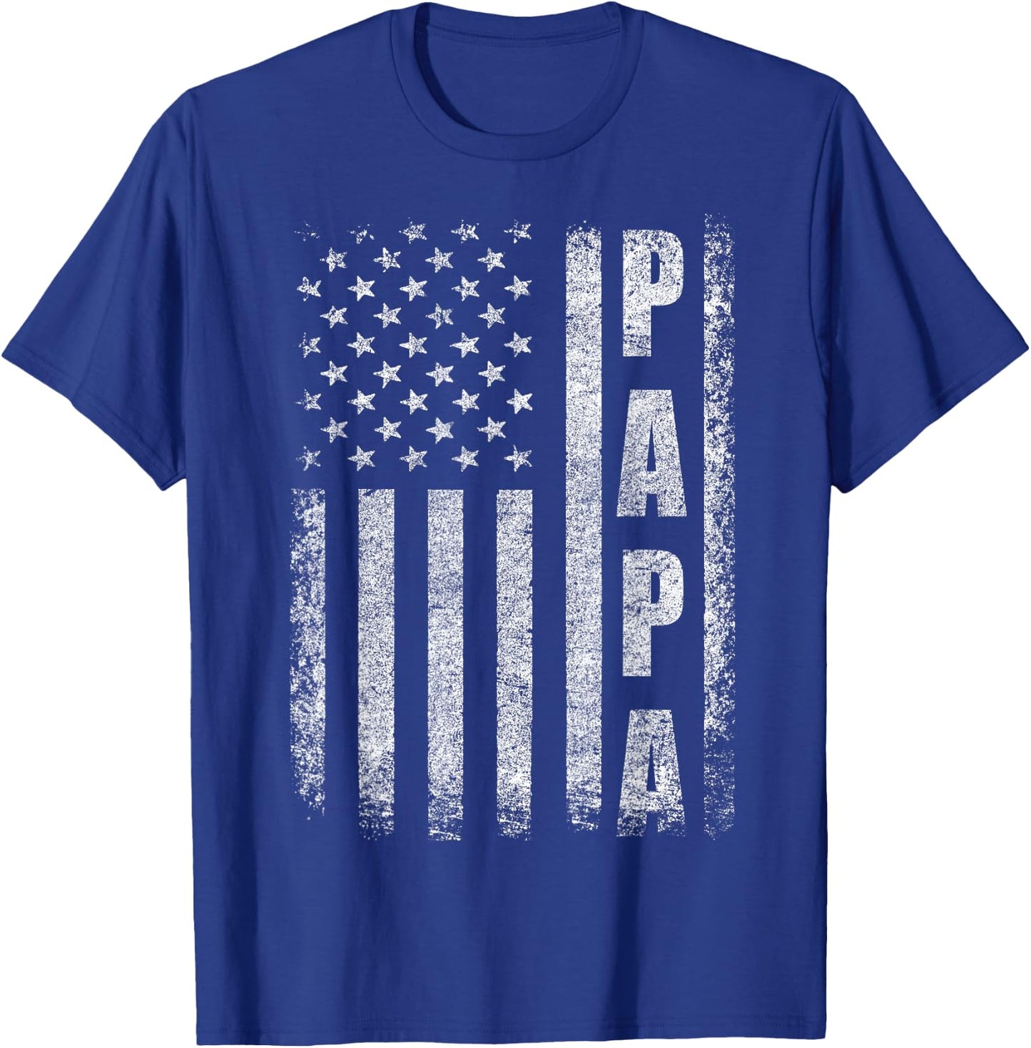 Proud Papa Funny Fathers Day 2025 Gifts Dad America USA Flag T-Shirt - T-Shirt | Royal
