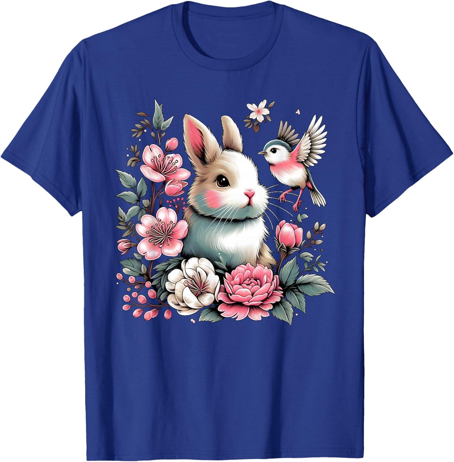 Happy Easter Day Cute Bunny Floral for Girl Women Ladies T-Shirt - T-Shirt | Royal