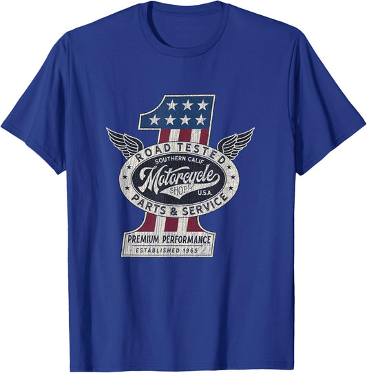 Motorcycle shop shirt No. 1 Vintage Biker USA Pride Classic T-Shirt - T-Shirt | Royal