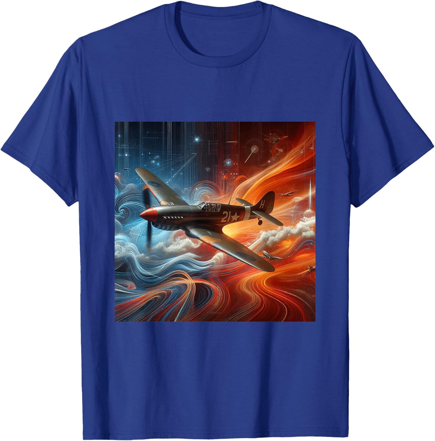 P-40 Warhawk | North American Aviation WW2 P40 Fighter Plane T-Shirt - T-Shirt | Royal