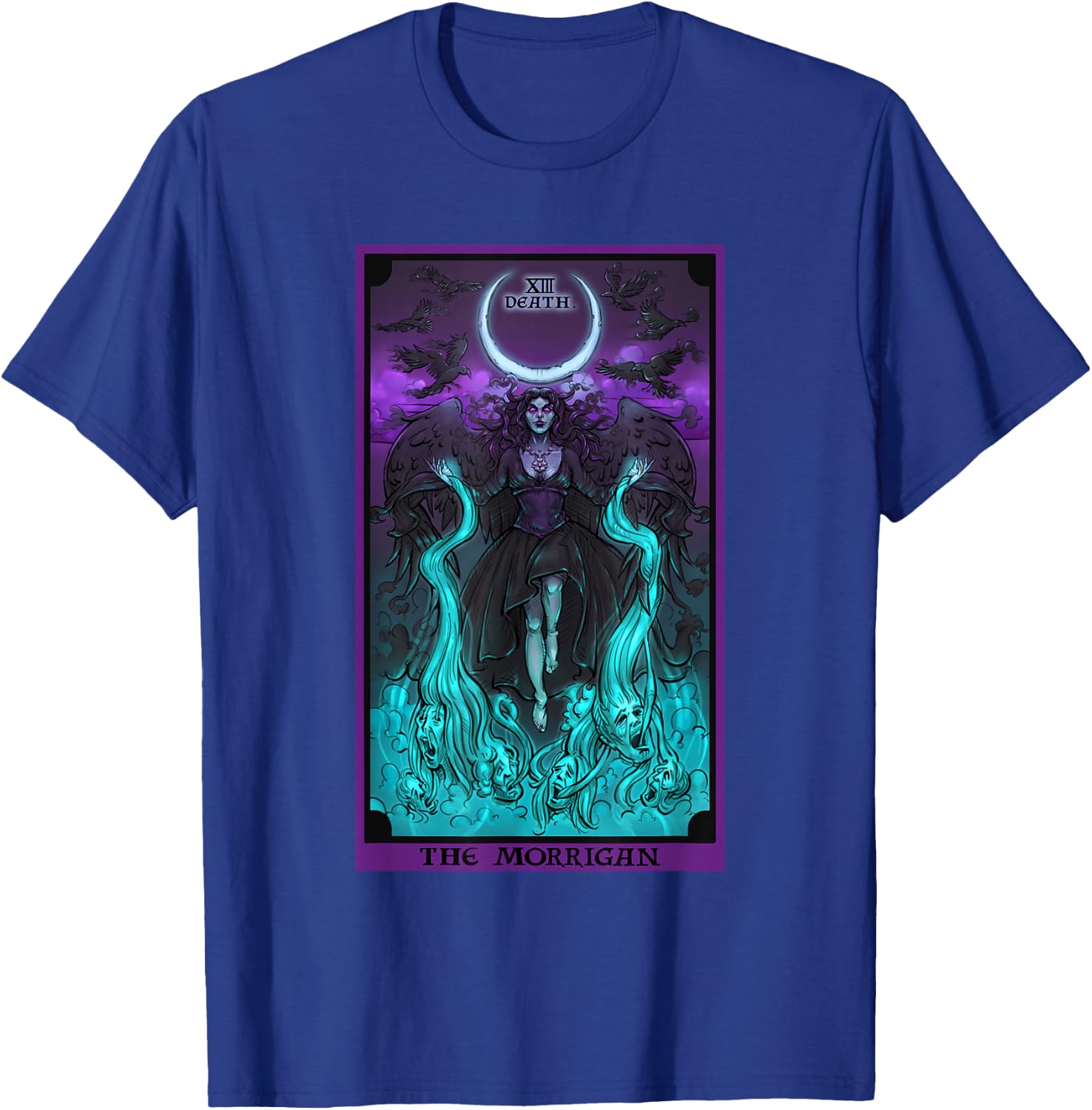 The Morrigan Death Tarot Card Gothic Pagan Witch Triple Moon T-Shirt - T-Shirt | Royal